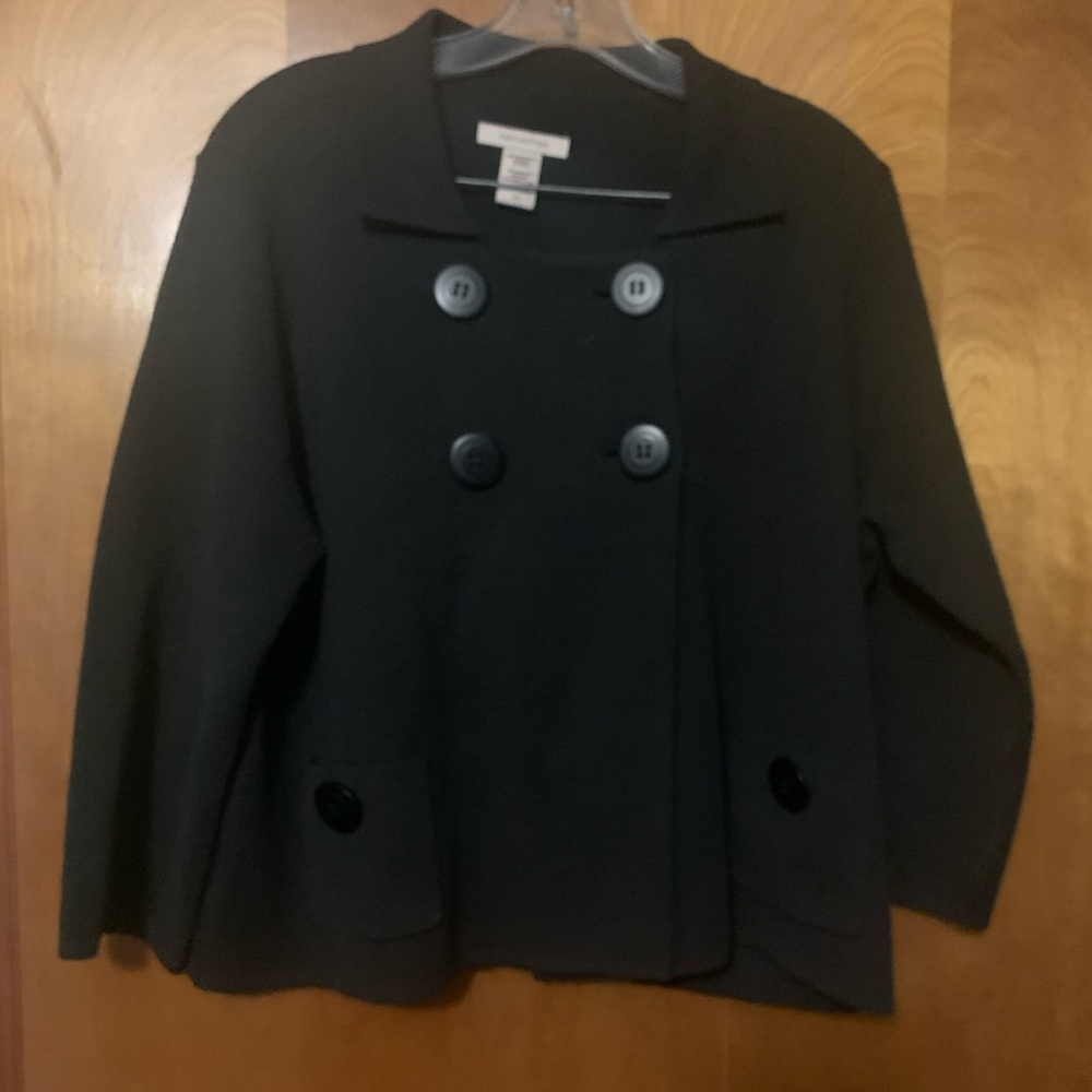 Covington Double Breasted Black Sweater 2 Pockets Size Large. GUC